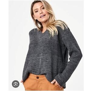 Pact 100% Organic Cotton Fisherman Chunky Knit Large Boyfriend Pullover Sweater
